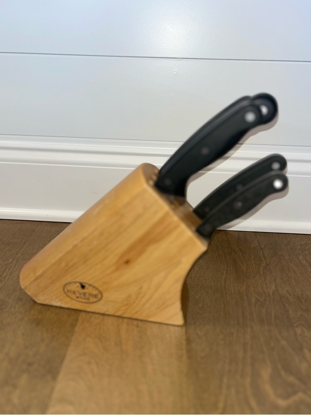 Vintage Revere Ware (6) Piece Knife Set & Block